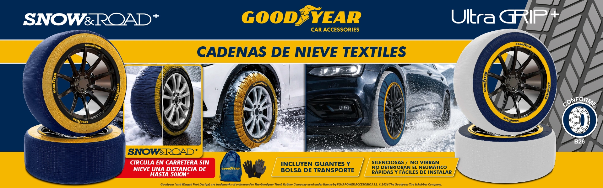 CADENAS DE NIEVE TEXTILES + GOODYEAR